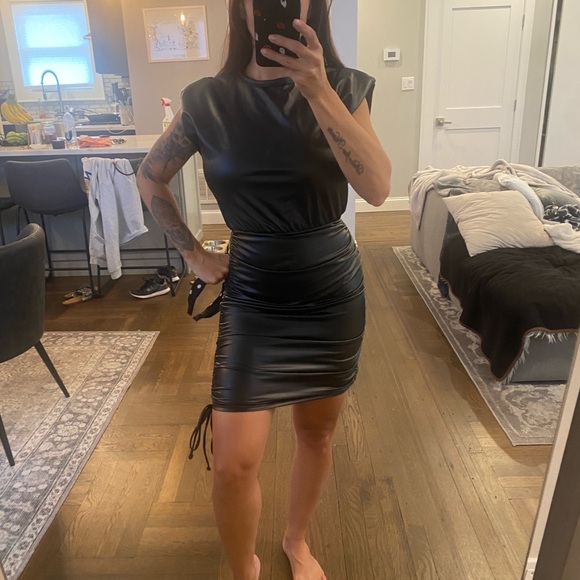 FASHION NOVA FAUX LEATHER DRESS - Picture 3 of 4